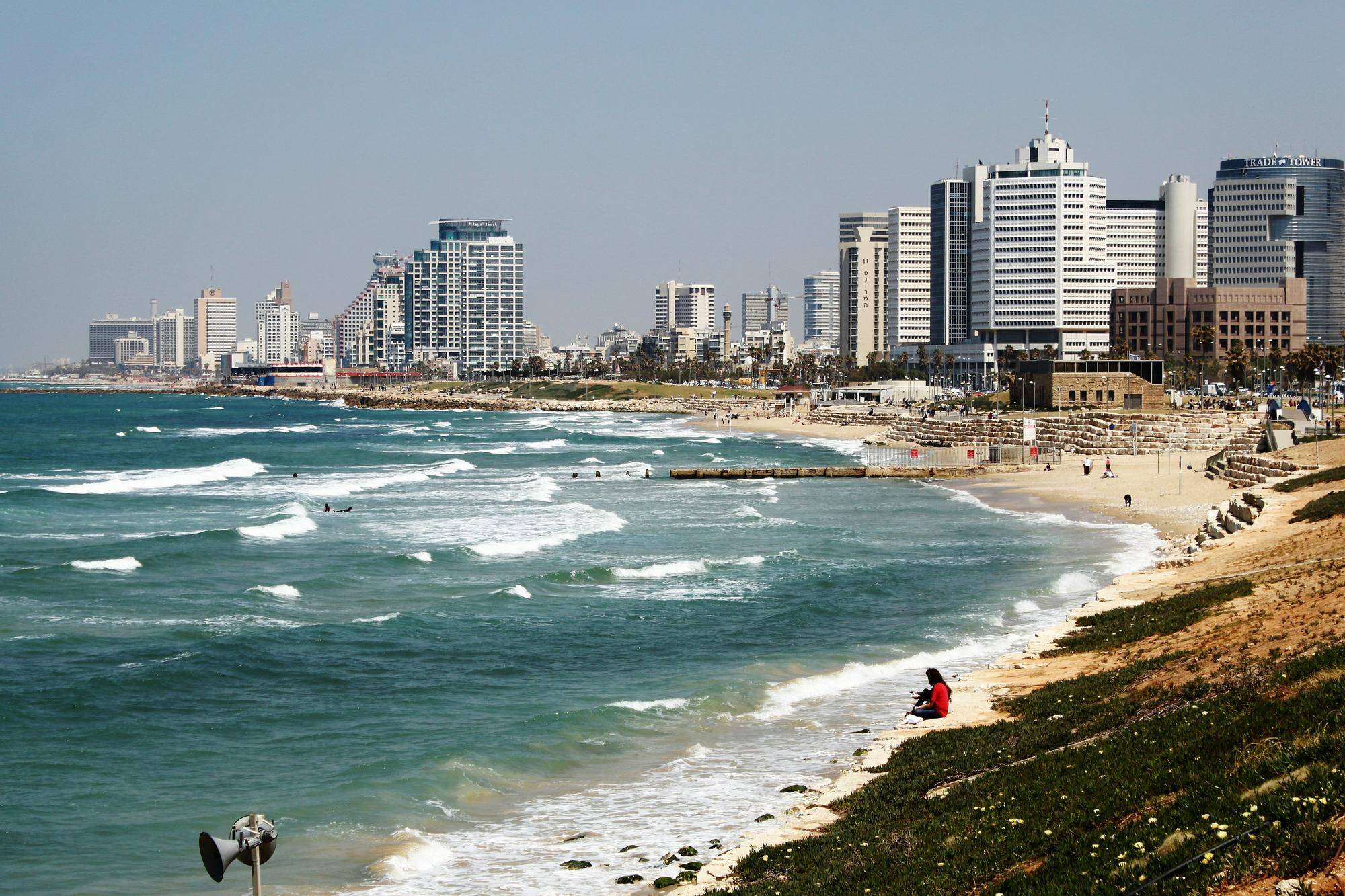 View of Tel Aviv coastline at sunset, location of the Cultural Spirit Workshop & Sacred Retreat